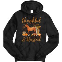 Thankful Grateful Blessed Horse Thanskgiving Matching Tie Dye Hoodie