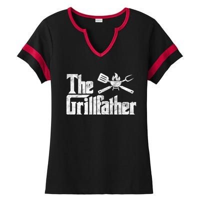 The Grillfather Bbq Grill Smoker Barbecue Chef Grill Master Gift Ladies Halftime Notch Neck Tee