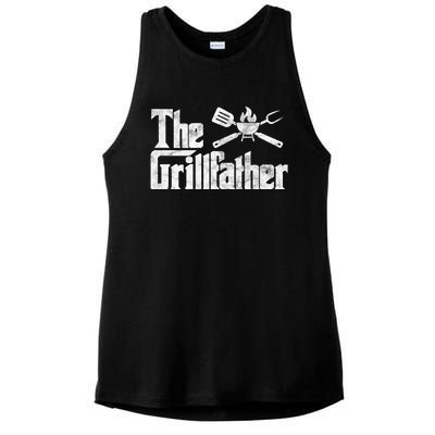 The Grillfather Bbq Grill Smoker Barbecue Chef Grill Master Gift Ladies PosiCharge Tri-Blend Wicking Tank