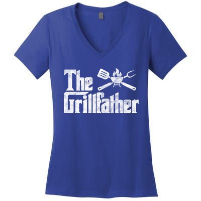 The Grillfather Bbq Grill Smoker Barbecue Chef Grill Master Gift Women's V-Neck T-Shirt