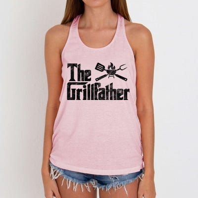 The Grillfather Bbq Grill Smoker Barbecue Chef Grill Master Gift Women's Knotted Racerback Tank