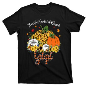 Thankful Grateful Blessed Gigi Pumpkin Leopard Plaid Fall T-Shirt