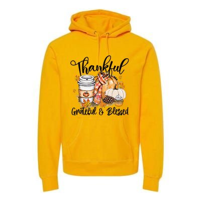 Thankful Grateful Blessed Fall Pumpkin Autumn Thanksgiving Premium Hoodie