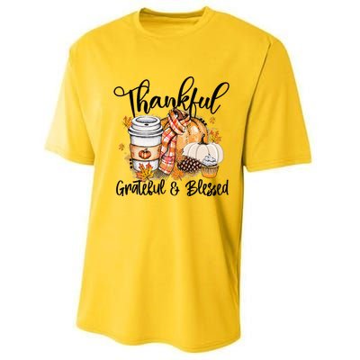 Thankful Grateful Blessed Fall Pumpkin Autumn Thanksgiving Performance Sprint T-Shirt