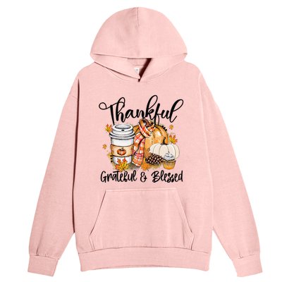 Thankful Grateful Blessed Fall Pumpkin Autumn Thanksgiving Urban Pullover Hoodie