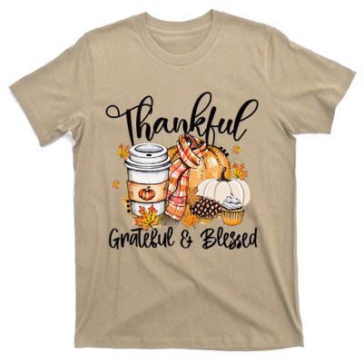 Thankful Grateful Blessed Fall Pumpkin Autumn Thanksgiving T-Shirt