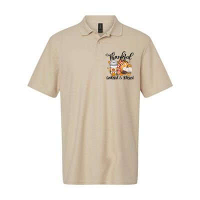 Thankful Grateful Blessed Fall Pumpkin Autumn Thanksgiving Softstyle Adult Sport Polo