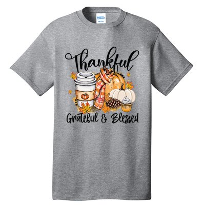 Thankful Grateful Blessed Fall Pumpkin Autumn Thanksgiving Tall T-Shirt