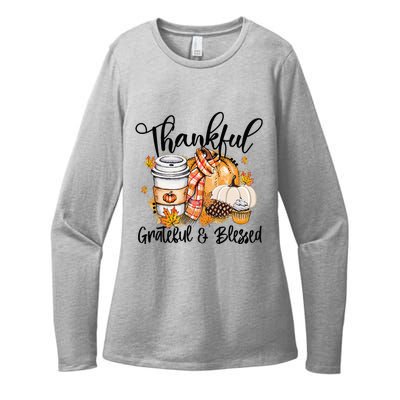 Thankful Grateful Blessed Fall Pumpkin Autumn Thanksgiving Womens CVC Long Sleeve Shirt