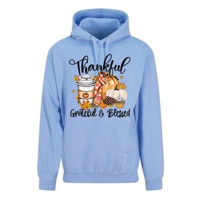 Thankful Grateful Blessed Fall Pumpkin Autumn Thanksgiving Unisex Surf Hoodie