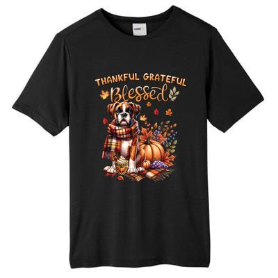 Thankful Grateful Blessed Cute Boxer Dog Fall YAll Autumn Gift Tall Fusion ChromaSoft Performance T-Shirt