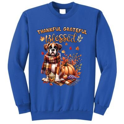 Thankful Grateful Blessed Cute Boxer Dog Fall YAll Autumn Gift Sweatshirt