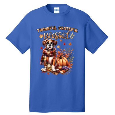 Thankful Grateful Blessed Cute Boxer Dog Fall YAll Autumn Gift Tall T-Shirt