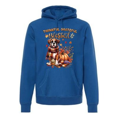 Thankful Grateful Blessed Cute Boxer Dog Fall YAll Autumn Gift Premium Hoodie