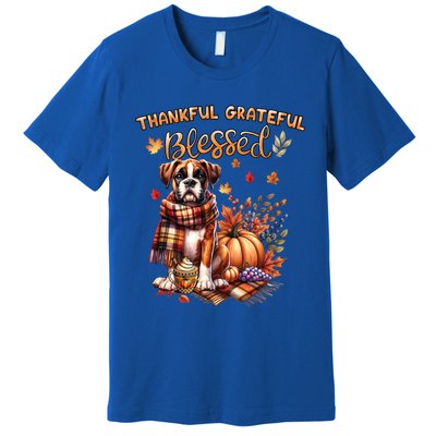 Thankful Grateful Blessed Cute Boxer Dog Fall YAll Autumn Gift Premium T-Shirt