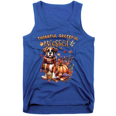 Thankful Grateful Blessed Cute Boxer Dog Fall YAll Autumn Gift Tank Top