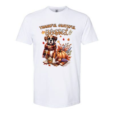 Thankful Grateful Blessed Cute Boxer Dog Fall YAll Autumn Gift Softstyle CVC T-Shirt