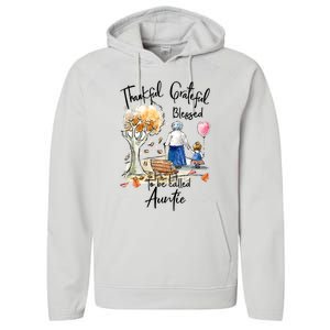 Thankful Grateful Blessed Auntie Autumn Tree Gift Performance Fleece Hoodie