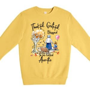 Thankful Grateful Blessed Auntie Autumn Tree Gift Premium Crewneck Sweatshirt