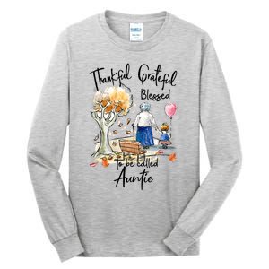 Thankful Grateful Blessed Auntie Autumn Tree Gift Tall Long Sleeve T-Shirt