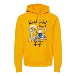 Thankful Grateful Blessed Auntie Autumn Tree Gift Premium Hoodie