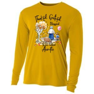 Thankful Grateful Blessed Auntie Autumn Tree Gift Cooling Performance Long Sleeve Crew