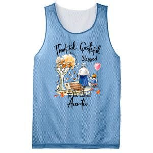 Thankful Grateful Blessed Auntie Autumn Tree Gift Mesh Reversible Basketball Jersey Tank