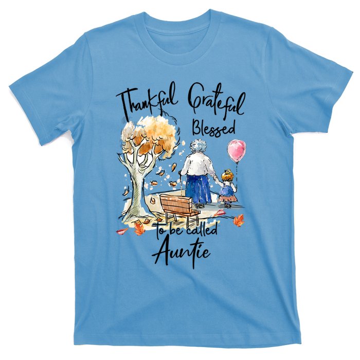 Thankful Grateful Blessed Auntie Autumn Tree Gift T-Shirt