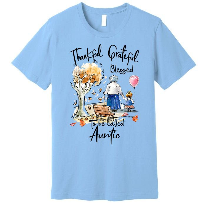 Thankful Grateful Blessed Auntie Autumn Tree Gift Premium T-Shirt