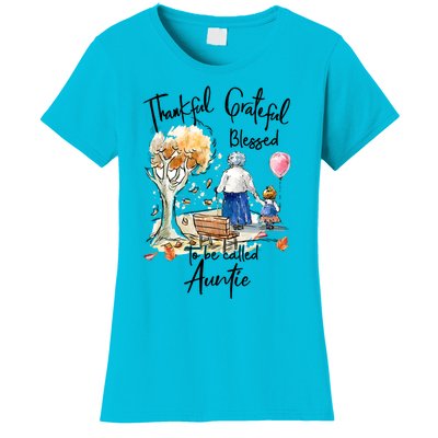 Thankful Grateful Blessed Auntie Autumn Tree Gift Women's T-Shirt