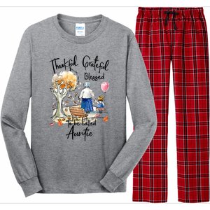 Thankful Grateful Blessed Auntie Autumn Tree Gift Long Sleeve Pajama Set