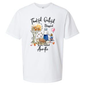 Thankful Grateful Blessed Auntie Autumn Tree Gift Sueded Cloud Jersey T-Shirt