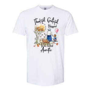 Thankful Grateful Blessed Auntie Autumn Tree Gift Softstyle CVC T-Shirt