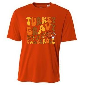 Turkey Gravy Beans And Rolls Casserole Funny Thanksgiving Cooling Performance Crew T-Shirt