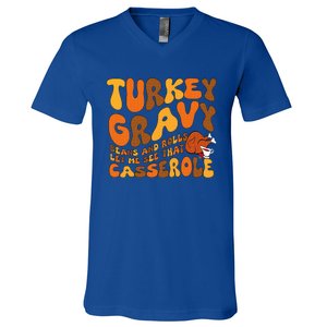 Turkey Gravy Beans And Rolls Casserole Funny Thanksgiving V-Neck T-Shirt