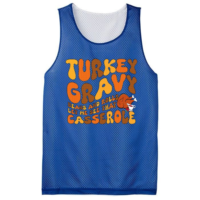 Turkey Gravy Beans And Rolls Casserole Funny Thanksgiving Mesh Reversible Basketball Jersey Tank