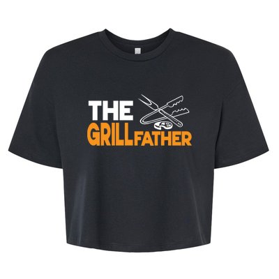 The Grillfather Bbq Griller Smoker Funny Barbecue Chef Dad Gift Bella+Canvas Jersey Crop Tee