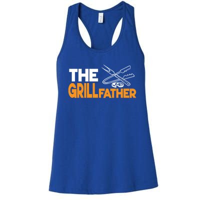 The Grillfather Bbq Griller Smoker Funny Barbecue Chef Dad Gift Women's Racerback Tank