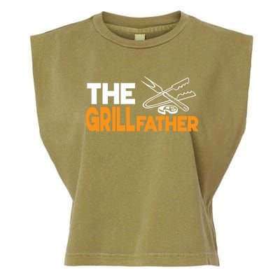 The Grillfather Bbq Griller Smoker Funny Barbecue Chef Dad Gift Garment-Dyed Women's Muscle Tee