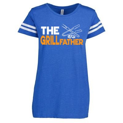 The Grillfather Bbq Griller Smoker Funny Barbecue Chef Dad Gift Enza Ladies Jersey Football T-Shirt