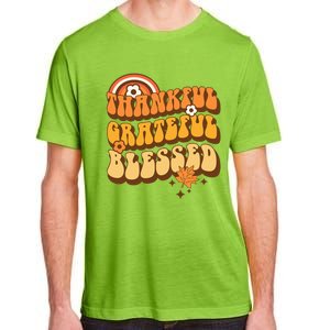 Thankful Grateful Blessed Retro Fall Thanksgiving Adult ChromaSoft Performance T-Shirt