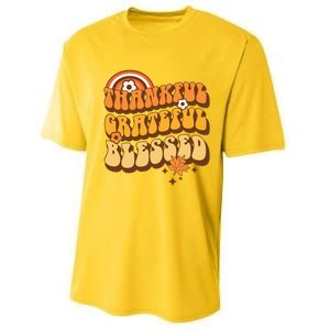 Thankful Grateful Blessed Retro Fall Thanksgiving Performance Sprint T-Shirt