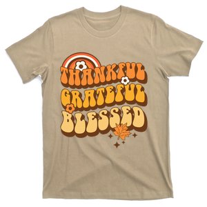 Thankful Grateful Blessed Retro Fall Thanksgiving T-Shirt