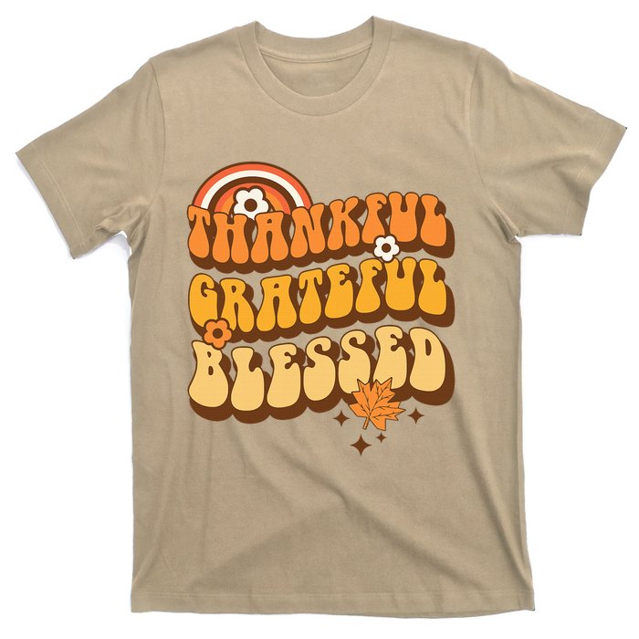 Thankful Grateful Blessed Retro Fall Thanksgiving T-Shirt