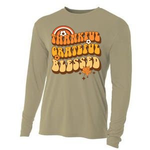 Thankful Grateful Blessed Retro Fall Thanksgiving Cooling Performance Long Sleeve Crew