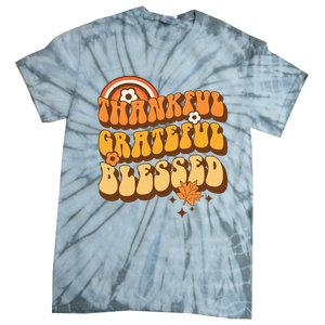 Thankful Grateful Blessed Retro Fall Thanksgiving Tie-Dye T-Shirt