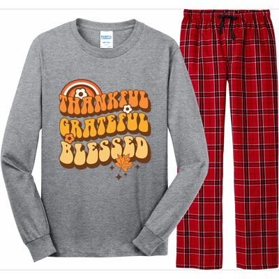 Thankful Grateful Blessed Retro Fall Thanksgiving Long Sleeve Pajama Set