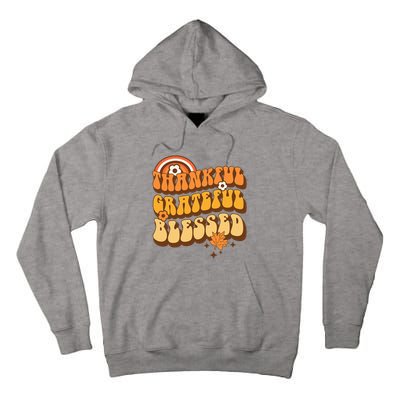 Thankful Grateful Blessed Retro Fall Thanksgiving Tall Hoodie