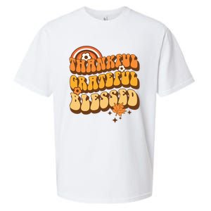 Thankful Grateful Blessed Retro Fall Thanksgiving Sueded Cloud Jersey T-Shirt