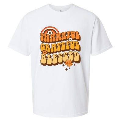 Thankful Grateful Blessed Retro Fall Thanksgiving Sueded Cloud Jersey T-Shirt